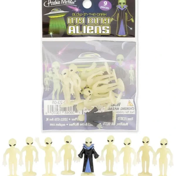 Flash Sale Itty Bitty Aliens (Bag of 9) Glow in Dark Statue UFO Figurines - Archie McPhee - Miniature Marvels: Airplane Models & Painted Dice Egpull