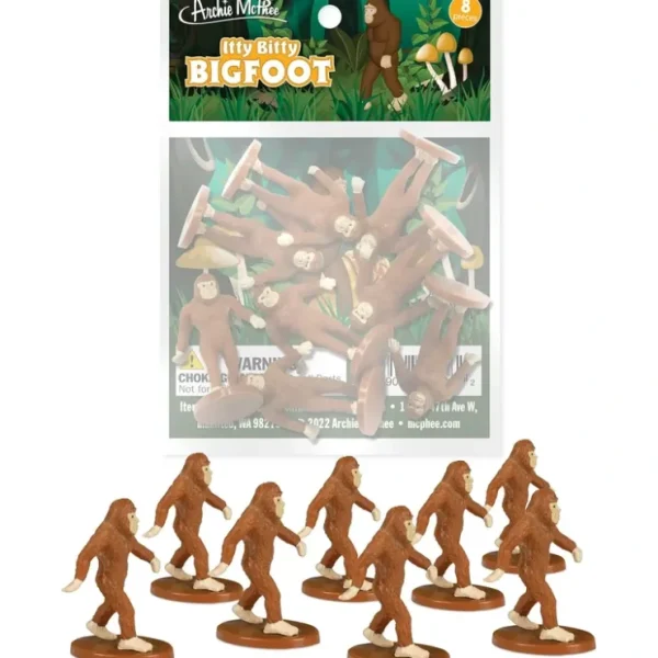 New Itty Bitty Bigfoot (Bag of 8) - Mini Sasquatch Figurines - Archie McPhee - Miniature Marvels: Airplane Models & Painted Dice Egpull