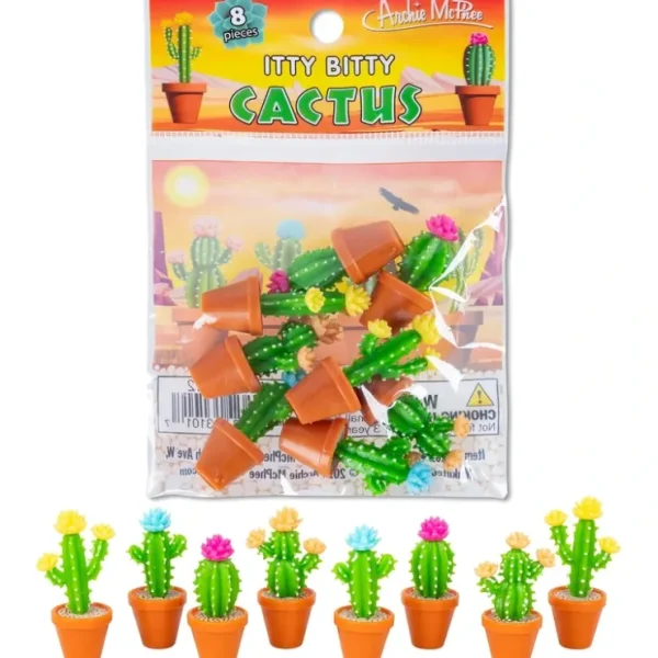 Hot Itty Bitty Cactus (Bag of 8) - Tiny Figurines Arts & Crafts - Archie McPhee - Miniature Marvels: Airplane Models & Painted Dice Egpull