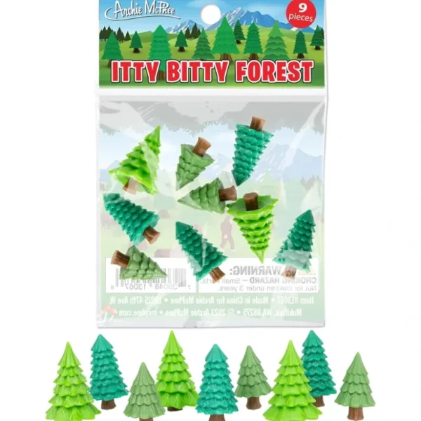 Shop Itty Bitty Forest (Bag of 9) Dollhouse Toy Tree Figurines - Archie McPhee - Miniature Marvels: Airplane Models & Painted Dice Egpull