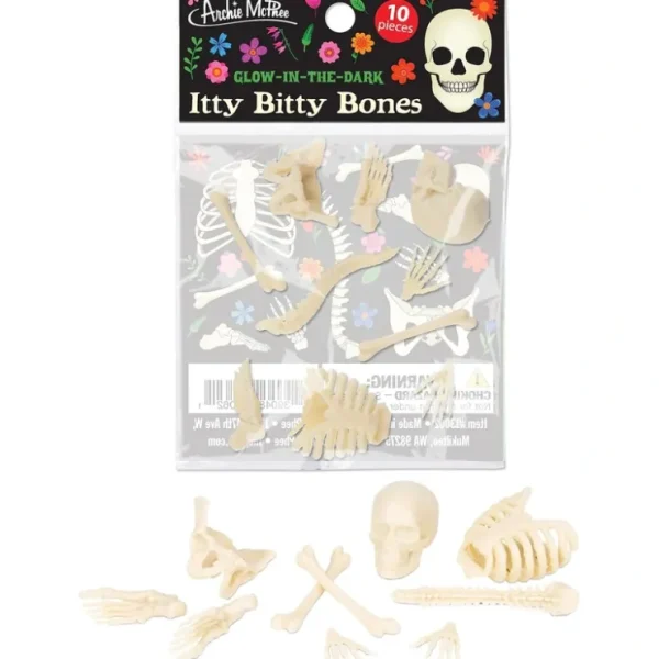 Fashion Itty Bitty Human Bones (Bag of 10) - Glow in Dark Figurines Toy - Archie McPhee - Miniature Marvels: Airplane Models & Painted Dice Egpull