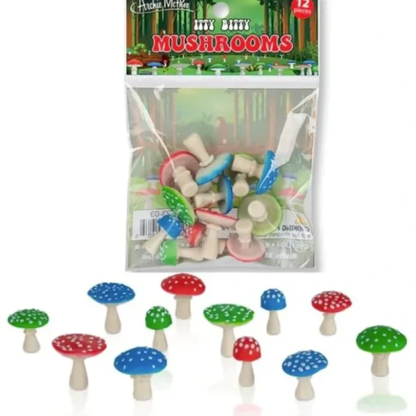 Cheap Itty Bitty Mushrooms (Bag of 12) - Magical Cute Garden Figurines - Archie McPhee - Miniature Marvels: Airplane Models & Painted Dice Egpull