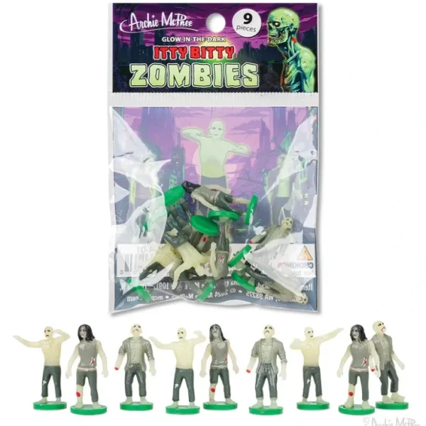 Outlet Itty Bitty Zombies (Bag of 9) - Mini Gow in Dark Figurines - Archie McPhee - Miniature Marvels: Airplane Models & Painted Dice Egpull