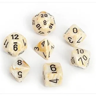 Shop Ivory with Black: Marble Polyhedral Dice Set (7's) CHX 27402 - Miniature Marvels: Airplane Models & Painted Dice Dice