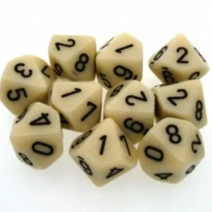 New Ivory with Black: Opaque d10 Dice Set (10's) CHX 26200 - Miniature Marvels: Airplane Models & Painted Dice Dice