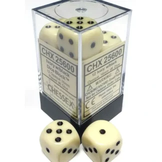 Shop Ivory with Black: Opaque 12d6 16mm Dice Set CHX 25600 - Miniature Marvels: Airplane Models & Painted Dice Dice