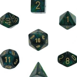 Discount Jade with Gold: Scarab Polyhedral Dice Set (7's) CHX 27415 - Miniature Marvels: Airplane Models & Painted Dice Dice