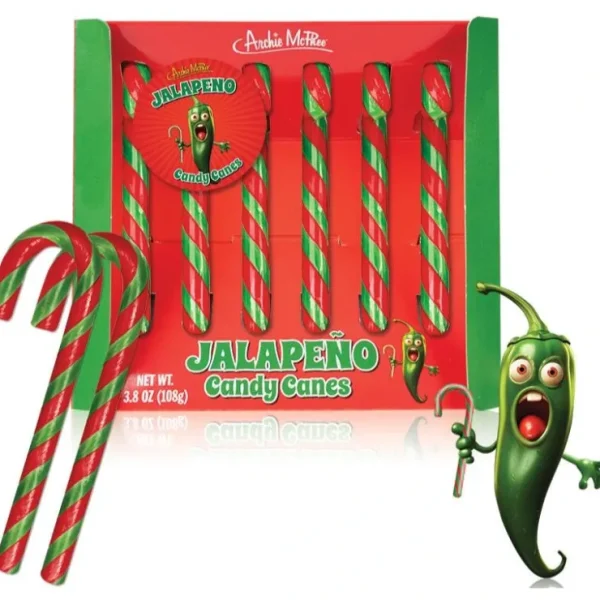 Fashion Jalapeo Pepper Spicy Hot Candy Canes Christmas Holiday Fun Gag - Archie McPhee - Miniature Marvels: Airplane Models & Painted Dice Egpull