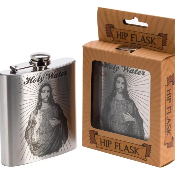 Online JESUS HOLY WATER Stainless Steel Hip Flask 6oz - Drinking Gag Novelty Joke Gift - Miniature Marvels: Airplane Models & Painted Dice Egpull