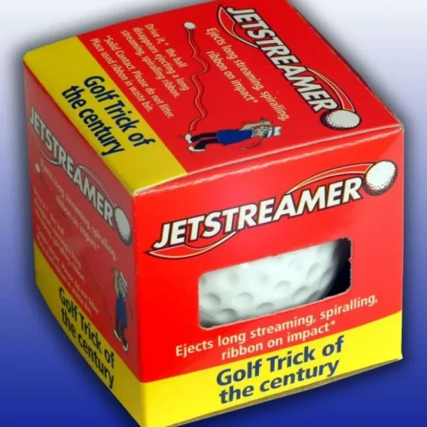 Hot Jet Streamer Golf Ball ~ Shoots 15 feet of red ribbon on impact ~ Gag Prank Joke - Miniature Marvels: Airplane Models & Painted Dice Egpull