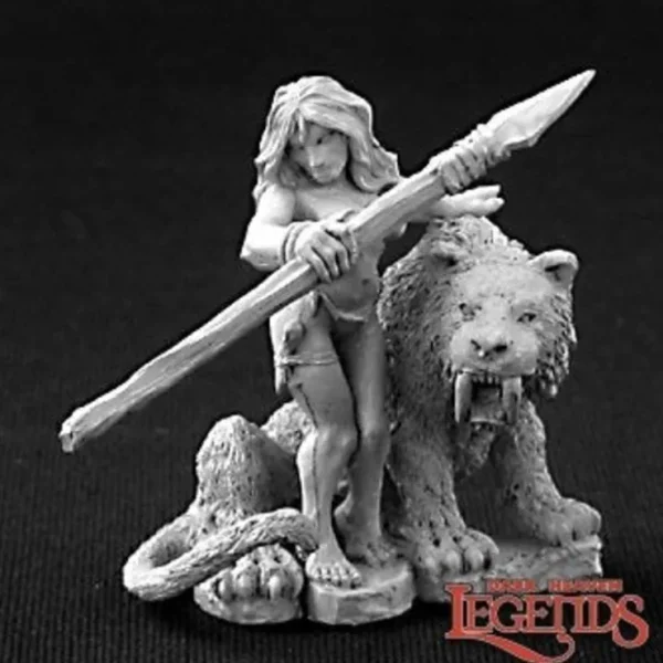 Clearance Jungle Girl With Sabre Tooth Tiger: Dark Heaven Legends RPR 03253 - Miniature Marvels: Airplane Models & Painted Dice Miniature