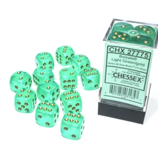Outlet Light Green / Gold Luminary: Borealis 12d6 16mm Dice Block CHX 27775 - Miniature Marvels: Airplane Models & Painted Dice Dice