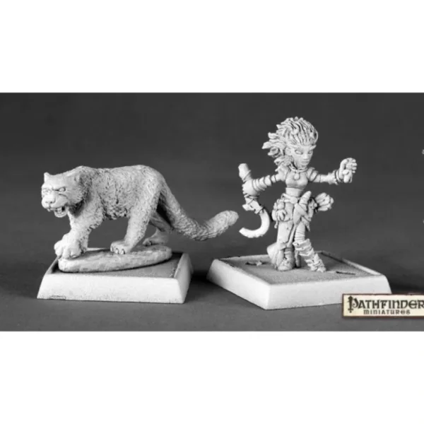 Cheap Lini, Iconic Gnome Druid and Droogami, Snow Leopard: Pathfinder RPR 60020 - Miniature Marvels: Airplane Models & Painted Dice Miniature