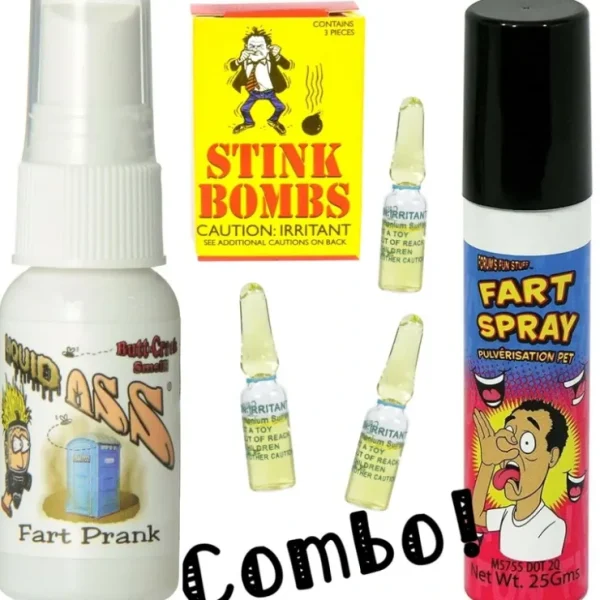 Store 1 Liquid Ass + 1 Fart Spray Can + 3 Stink Vials + Joker's Prank GaG Joke Set - Miniature Marvels: Airplane Models & Painted Dice Egpull