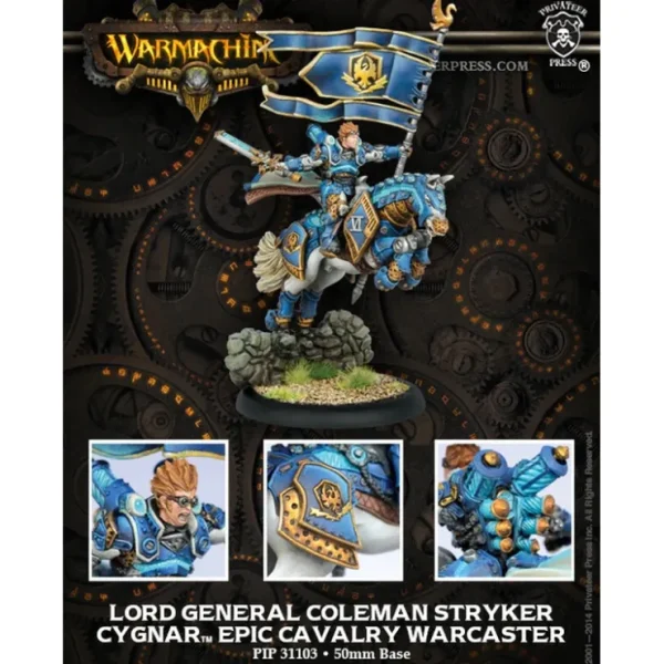 Shop Lord General Coleman Stryker: Cygnar Epic Cavalry Warcaster PIP 31103 - Miniature Marvels: Airplane Models & Painted Dice Miniature