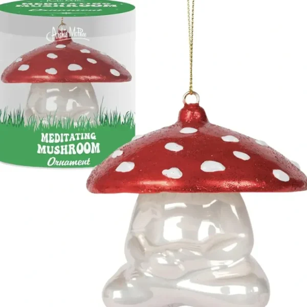 Discount Meditating Mushroom Ornament - Holiday Art Hand-Blown Glass Archie McPhee - Miniature Marvels: Airplane Models & Painted Dice Egpull