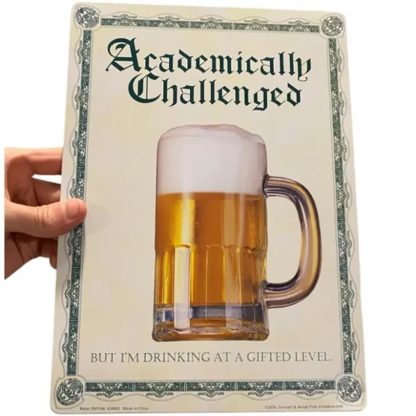 Best Sale Metal Tin Sign "Academically Challenged" Beer Bar Man Cave Wall Decor #D-101 - Miniature Marvels: Airplane Models & Painted Dice Egpull