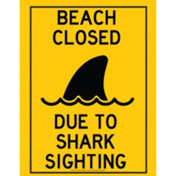 Outlet Metal Tin Sign "Beach Closed: Due to Shark Sighting" Beach Jaws Decor #B-101 - Miniature Marvels: Airplane Models & Painted Dice Egpull