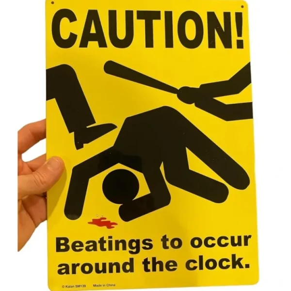 Flash Sale Metal Tin Sign "Caution: Beatings Around Clock" Funny Office Bedroom Decor #A-101 - Miniature Marvels: Airplane Models & Painted Dice Egpull