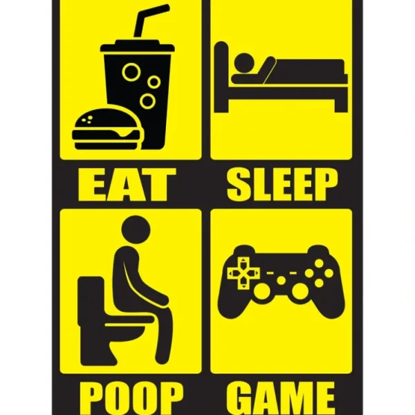 Discount Metal Tin Sign "EAT * SLEEP * POOP * GAME" Bedroom Gamer Man Cave Decor #F-101 - Miniature Marvels: Airplane Models & Painted Dice Egpull