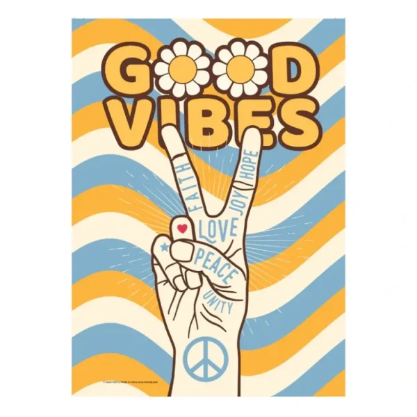 Clearance Metal Tin Sign "GOOD VIBES" Joy Love Peace Faith Peace Unity Wall Decor #C-101 - Miniature Marvels: Airplane Models & Painted Dice Egpull