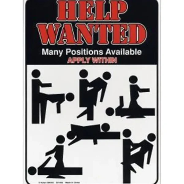 Discount Metal Tin Sign "Help Wanted - Many Positions Available" Adult Wall Decor #C-101 - Miniature Marvels: Airplane Models & Painted Dice Egpull