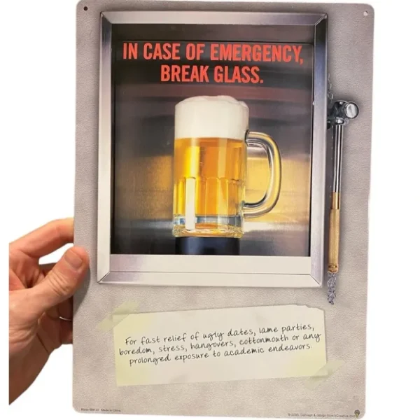 Shop Metal Tin Sign "In Case of Emergency Break Glass" Beer Bar Man Cave Decor #H-101 - Miniature Marvels: Airplane Models & Painted Dice Egpull