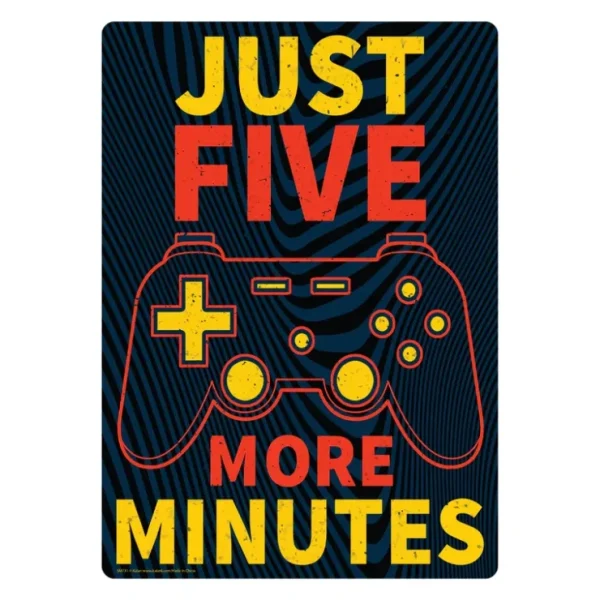 Cheap Metal Tin Sign "Just Five More Minutes" Gamer Bedroom Home Wall Decor #G-101 - Miniature Marvels: Airplane Models & Painted Dice Egpull