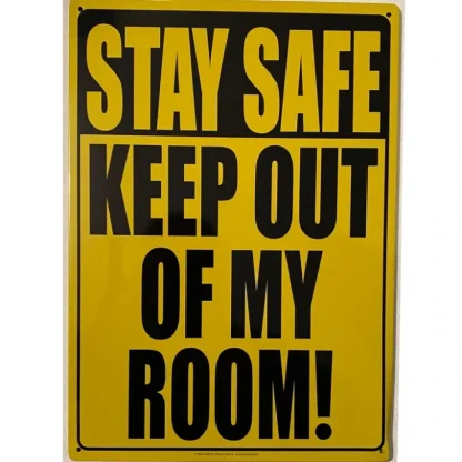 Clearance Metal Tin Sign "STAY SAFE - Stay Out My Room!" Bedroom Office Wall Decor #C-101 - Miniature Marvels: Airplane Models & Painted Dice Egpull