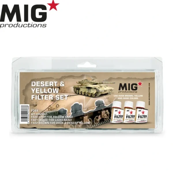 Discount MIG Productions: Desert & Yellow Filter Set LTG AK-P264 - Miniature Marvels: Airplane Models & Painted Dice Paint