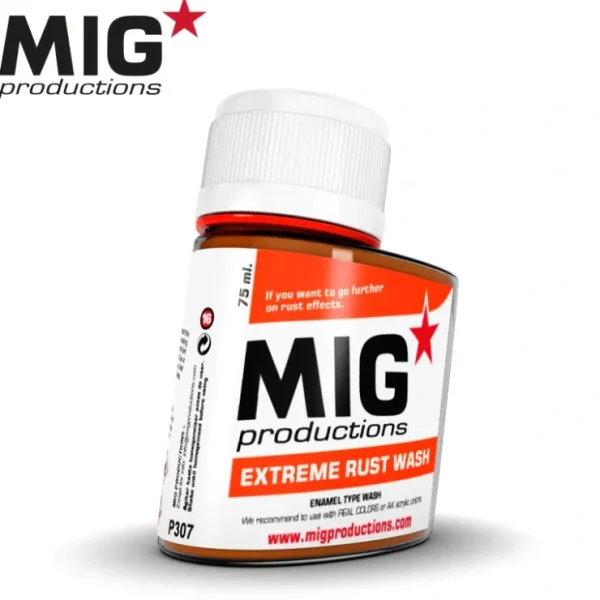 Cheap MIG Productions: Extreme Rust Wash 75ml LTG AK-P307 - Miniature Marvels: Airplane Models & Painted Dice Paint