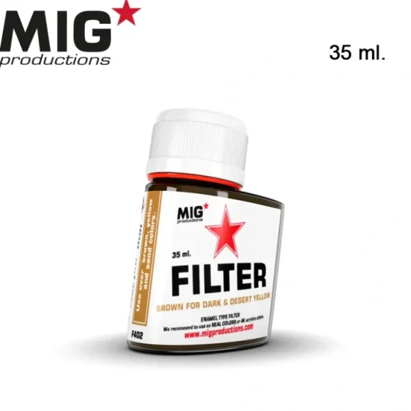 Shop MIG Productions: Filter - Brown for Desert Yellow 35ml LTG AK-F402 - Miniature Marvels: Airplane Models & Painted Dice Paint