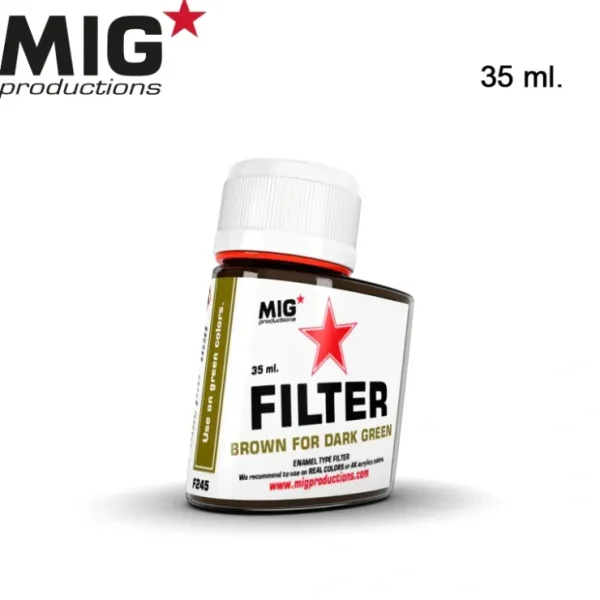 Best Sale MIG Productions: Filter - Brown for Dark Green 35ml LTG AK-F245 - Miniature Marvels: Airplane Models & Painted Dice Paint