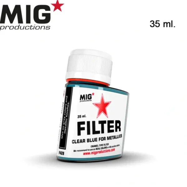 Fashion MIG Productions: Filter - Clear Blue for Metallics 35ml LTG AK-F428 - Miniature Marvels: Airplane Models & Painted Dice Paint