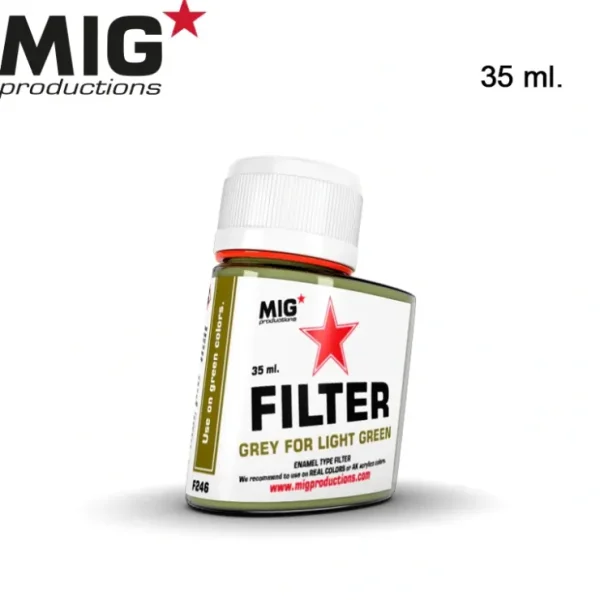 Discount MIG Productions: Filter - Grey for Light Green 35ml LTG AK-F246 - Miniature Marvels: Airplane Models & Painted Dice Paint