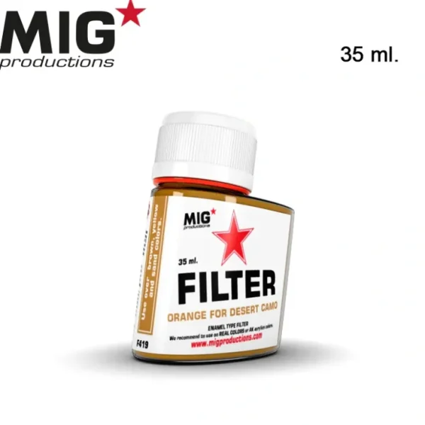 New MIG Productions: Filter - Orange for Desert Camo 35ml LTG AK-F419 - Miniature Marvels: Airplane Models & Painted Dice Paint
