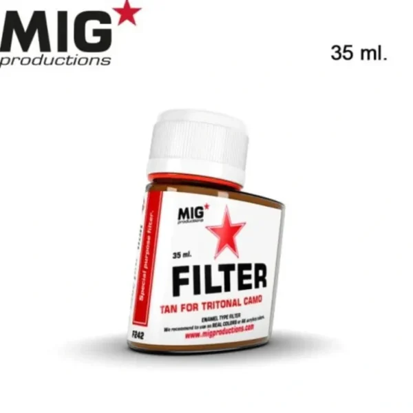 Fashion MIG Productions: Filter - Tan for Tritonal Camo 35ml LTG AK-F242 - Miniature Marvels: Airplane Models & Painted Dice Paint