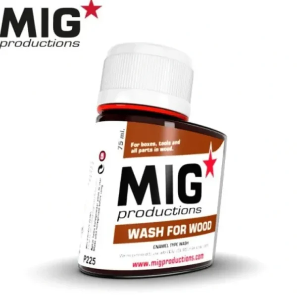 New MIG Productions: Wash for Wood 75ml LTG AK-P225 - Miniature Marvels: Airplane Models & Painted Dice Paint
