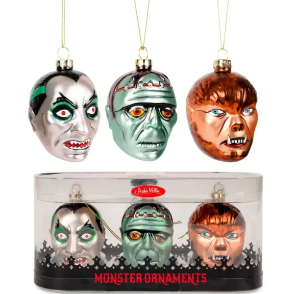 Shop Monster Ornament Set - Holiday Art Decor Hand-Blown Glass Archie McPhee - Miniature Marvels: Airplane Models & Painted Dice Egpull