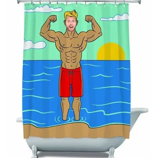 Cheap MUSCLE BUFF MAN - Funny Gag "Fill in Face" Shower Curtain - BigMouth Inc. - Miniature Marvels: Airplane Models & Painted Dice Egpull