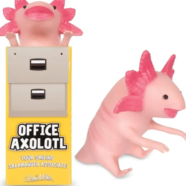 Hot Office Axolotl Buddy Figure - Your New Hang Out Friend Toy - Archie McPhee - Miniature Marvels: Airplane Models & Painted Dice Egpull