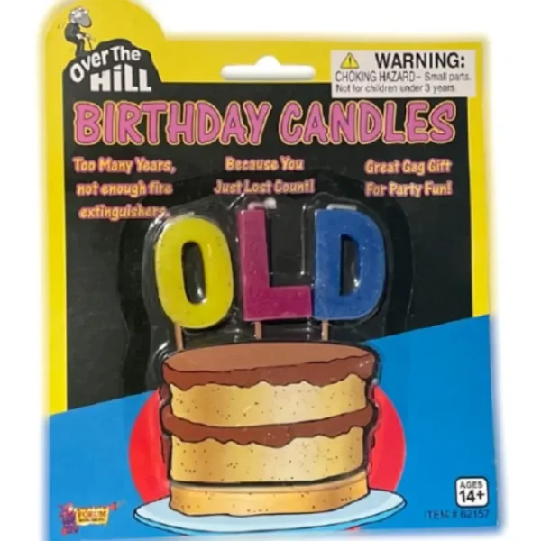 Hot OLD - Over The Hill Birthday Candle Cake Topper - Gag Prank Joke Retirement - Miniature Marvels: Airplane Models & Painted Dice Egpull