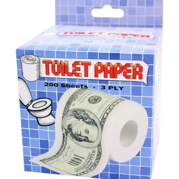 Hot One Hundred Dollar Bill Toilet Paper Money Roll $100 - Bathroom Fun Gag Toy Gift - Miniature Marvels: Airplane Models & Painted Dice Egpull