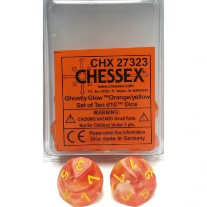 Store Orange / Yellow Ghostly Glow d10 Dice Set (10's) CHX 27323 - Miniature Marvels: Airplane Models & Painted Dice Dice