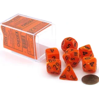 Store Orange with Black: Vortex Polyhedral Dice Set (7's) CHX 27433 - Miniature Marvels: Airplane Models & Painted Dice Dice