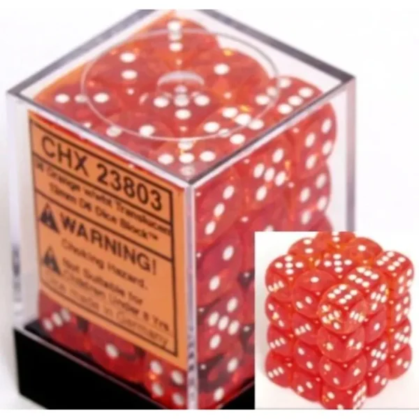 Best Orange with White: Translucent 36d6 12mm Dice Block CHX 23803 - Miniature Marvels: Airplane Models & Painted Dice Dice