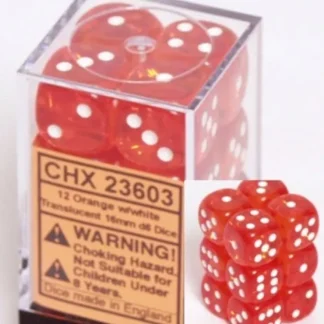 Cheap Orange with White: Translucent 12d6 16mm Dice Set CHX 23603 - Miniature Marvels: Airplane Models & Painted Dice Dice