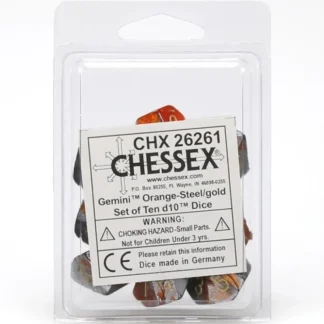 Shop Orange-Steel / Gold: Gemini d10 Dice Set (10's) CHX 26261 - Miniature Marvels: Airplane Models & Painted Dice Dice