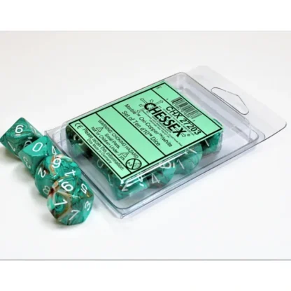 Clearance Oxi-Copper / White : Marble d10 Dice Set (10's) CHX 27203 - Miniature Marvels: Airplane Models & Painted Dice Dice