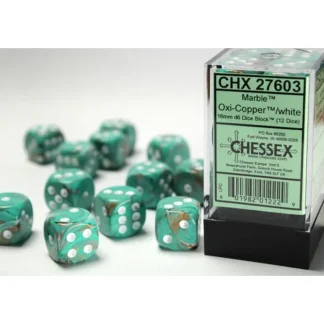 Discount Oxi-Copper / White : Marble 12d6 16mm Dice Block CHX 27603 - Miniature Marvels: Airplane Models & Painted Dice Dice